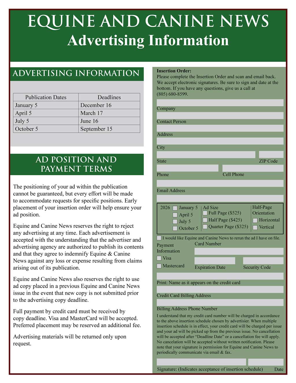Media Kit with Fillable Insertion Order Updated for 2026